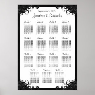 Affiches Noir et blanc 15 tables Mariages Tableaux de siège