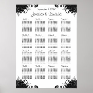 Affiches Noir et blanc 16 Tables Mariages Cartes de sièges