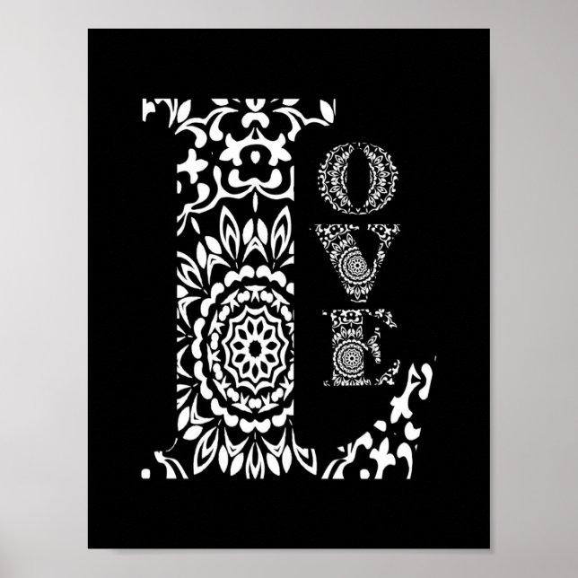 Affiches Noir et blanc Art Lacy Amour à motifs (Devant)
