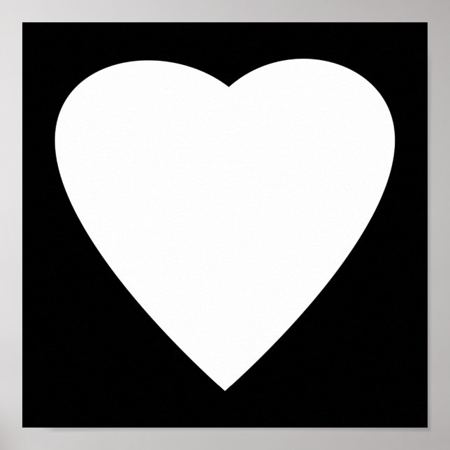 Affiches Noir et Blanc Love Heart Design. (Devant)