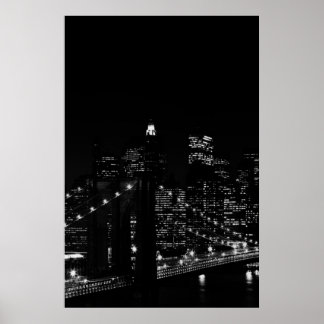 Affiches Noir et blanc New York City Brooklyn Bridge