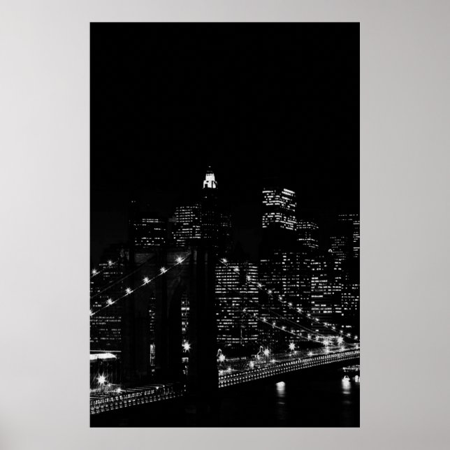Affiches Noir et blanc New York City Brooklyn Bridge (Devant)