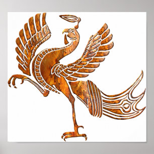 Affiches Noir rouge de rouille d'oiseau