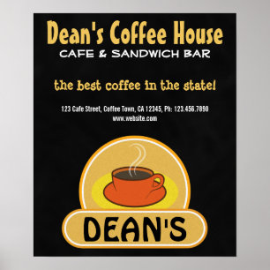 Affiches noires faites sur commande de café de