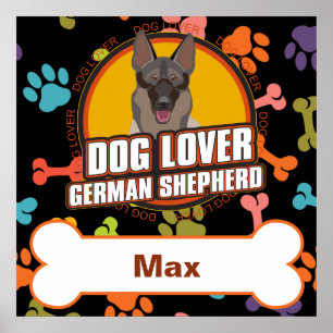 Affiches Nom personnalisé Berger Allemand Chien Chien Chien