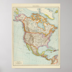 Affiches Nordamerika - carte nord-américaine