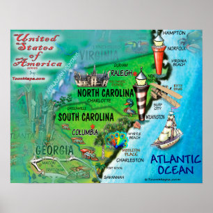 Affiches North Carolina South Carolina USA