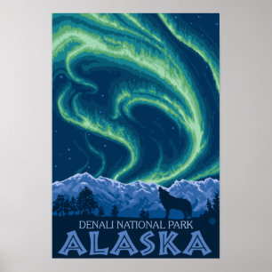 Affiches Northern Lights - Parc national de Denali, Alaska