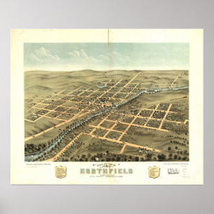 Affiches Northfield Minnesota 1869 Antique carte panoramiqu