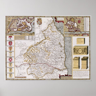Affiches Northumberland, gravée par Jodocus Hondius