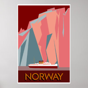 Affiches Norvège fjords retro style vintage