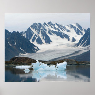 Affiches Norvège, Glacier qui recule et iceberg
