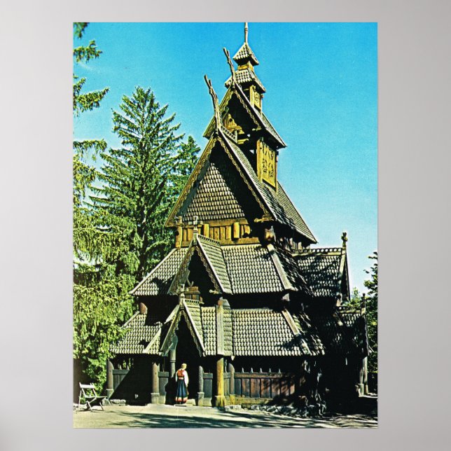 Affiches Norvège vintage, Stave Church (Devant)