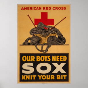 Affiches Nos garçons ont besoin de sox Croix Rouge Guerre m