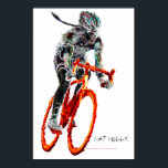 Affiches Not Frilly.  Female Cyclist & Flames<br><div class="desc">A   female cyclist in surreal flames along with her smokin’ hot bike.  She is most decidedly not frilly.  She’s fun.</div>
