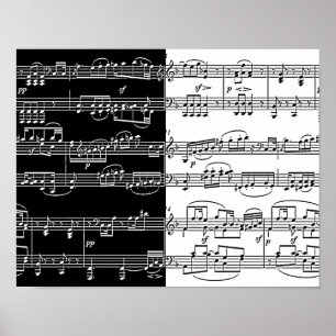 Affiches notes à moitié blanc à moitié noires de musique