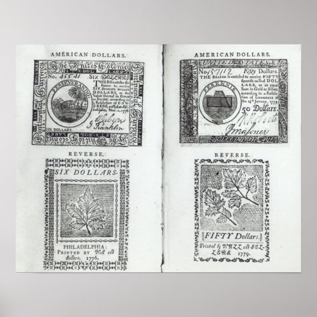 Affiches Notes de la monnaie continentale (Devant)