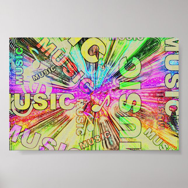 Affiches Notes de musique colorée (Devant)