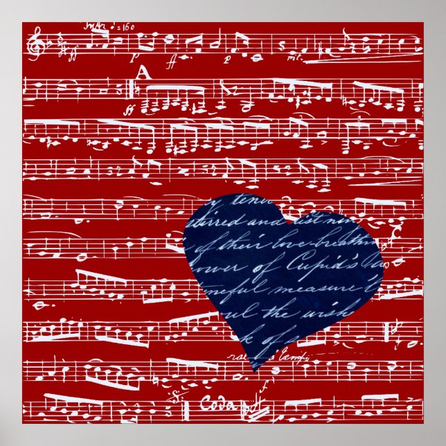 Affiches Notes de musique rouge (Devant)