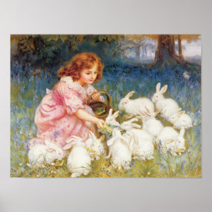 Affiches Nourrir les lapins