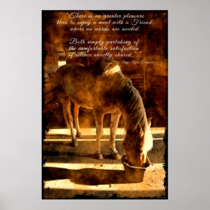 Affiches Nourriture Palomino Pinto Horse en Grange & Prose