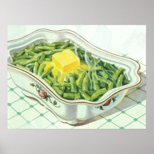 Affiches Nourriture vintage, casserole de haricots verts av