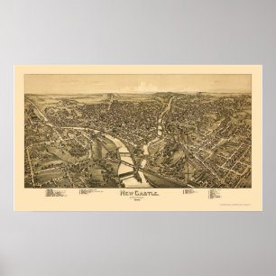 Affiches Nouveau Château, PA Carte panoramique - 1896