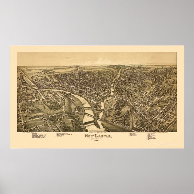Affiches Nouveau Château, PA Carte panoramique - 1896 (Devant)