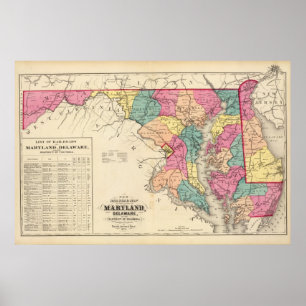 Affiches Nouvelle carte de chemin de fer des états du