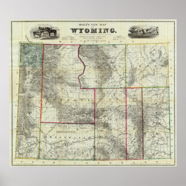 Affiches Nouvelle carte de Holt, Wyoming (Devant)
