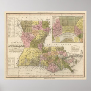Affiches Nouvelle carte de la Louisiane