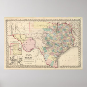 Affiches Nouvelle carte de l'état du Texas