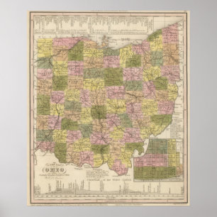Affiches Nouvelle Carte De L'Ohio