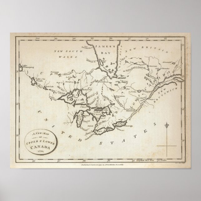 Affiches Nouvelle carte du Haut-Canada et du Bas-Canada (Devant)