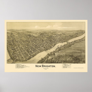 Affiches Nouvelle carte panoramique de Brighton, PA - 1901