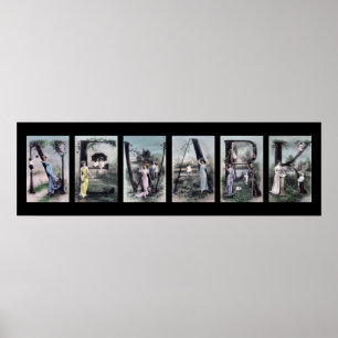 Affiches NOUVELLE lettre alphabet Vintage Nom Art