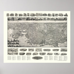 Affiches Nouvelle Londres, carte panoramique de CT - 1911