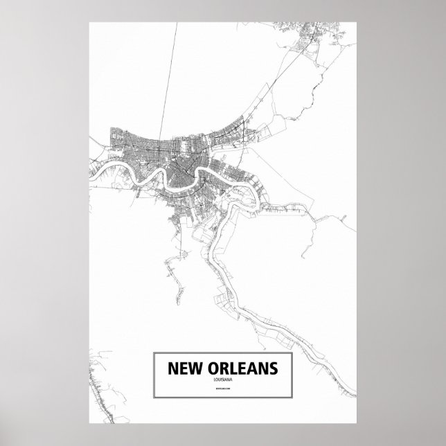 Affiches Nouvelle-Orléans, Louisiane (noir sur blanc) (Devant)