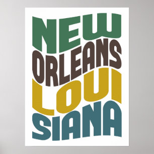 Affiches Nouvelle-Orléans Louisiane Vague Rétro