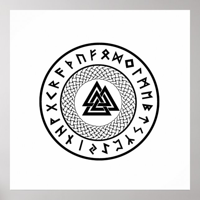 Affiches Noyer noir - Noeud de bois - Rune d'odin (Devant)