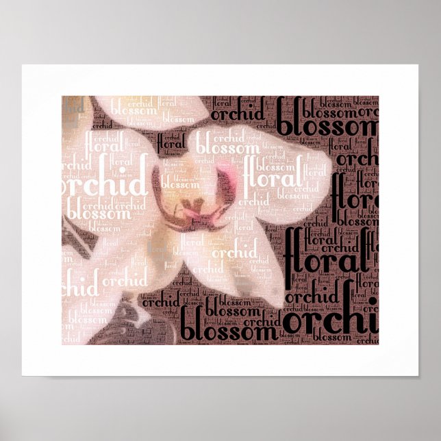 Affiches Nuage de mots de fleur d'orchidée (Devant)