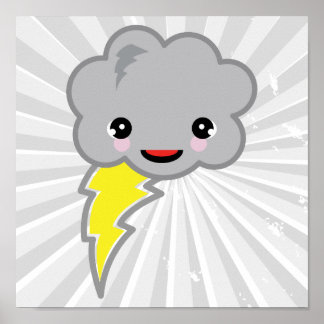Affiches nuage de tempête de kawai