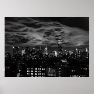 Affiches Nuages éthérés : NYC Skyline, Empire State Bldg BW