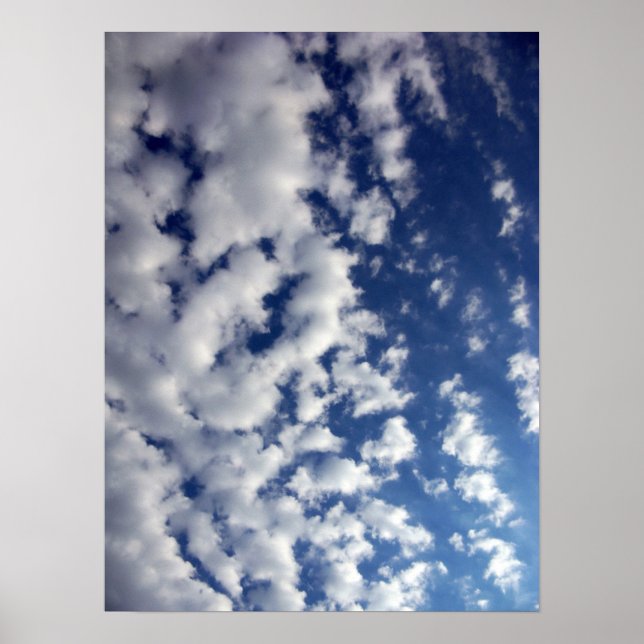 Affiches Nuages Puffy Sur Ciel Bleu (Devant)