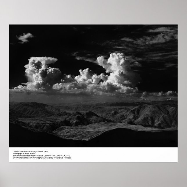Affiches Nuages sur le désert, 1965, par Ansel Adams (Devant)