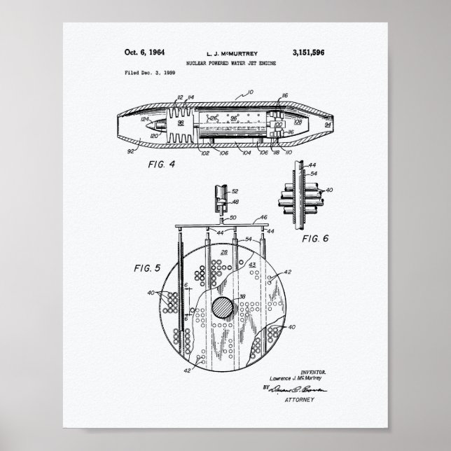 Affiches Nuclear Water Jet Engine 1959 Art Livre blanc (Devant)