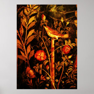 Affiches NUIT AVEC ROSES, rouge noir jaune