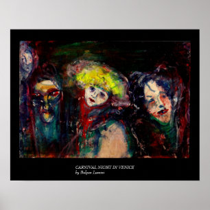 Affiches NUIT DE CARNIVAL À VENISE Masques de masquerade vé