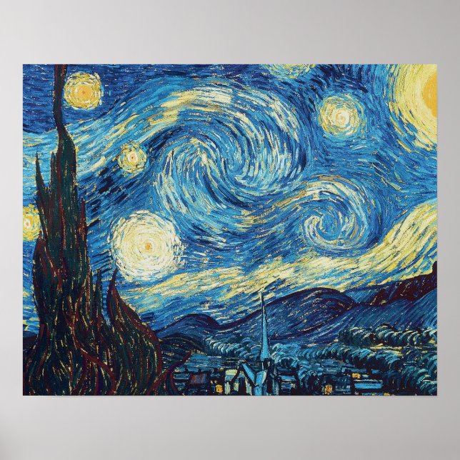 Affiches Nuit étoilée de Van Gogh Classique Impressionnisme (Devant)