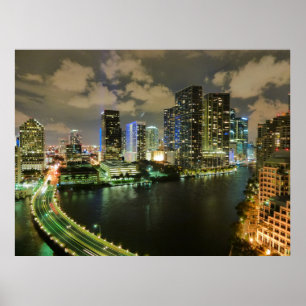 Affiches Nuit skyline de Miami